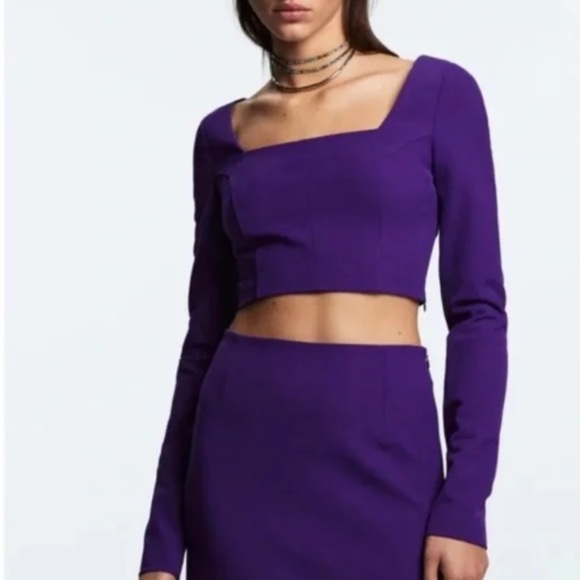 NEW! ZARA Join Life Purple Long Sleeve Crop Top - Picture 4 of 11